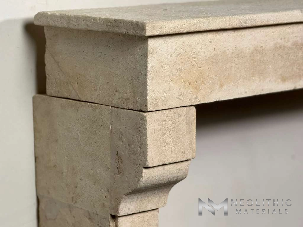 French Antique 19th Century Limestone Mantle - Image 5